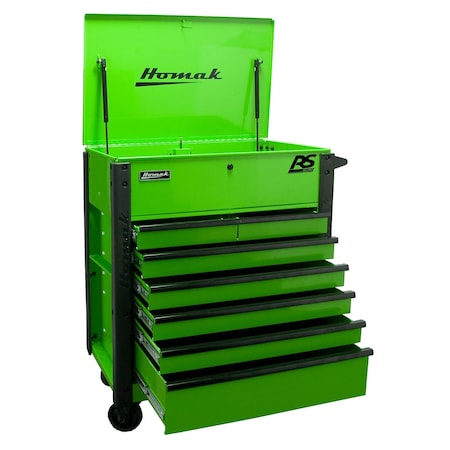 Homak 35in 7 DRAWER FLIP-TOP SERVICE CART - GREEN LG06035247